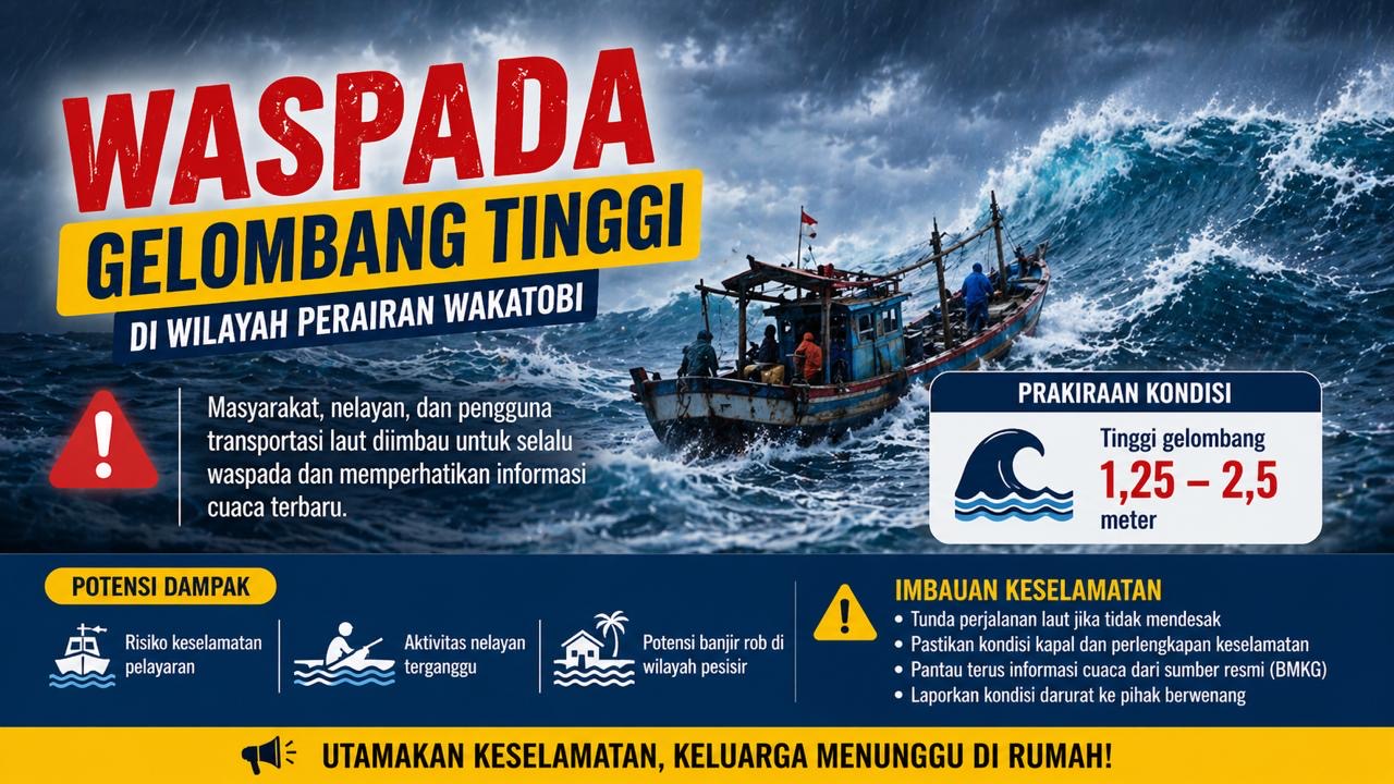 BMKG Keluarkan Peringatan Dini, Gelombang Laut Wakatobi Capai 2,5 Meter