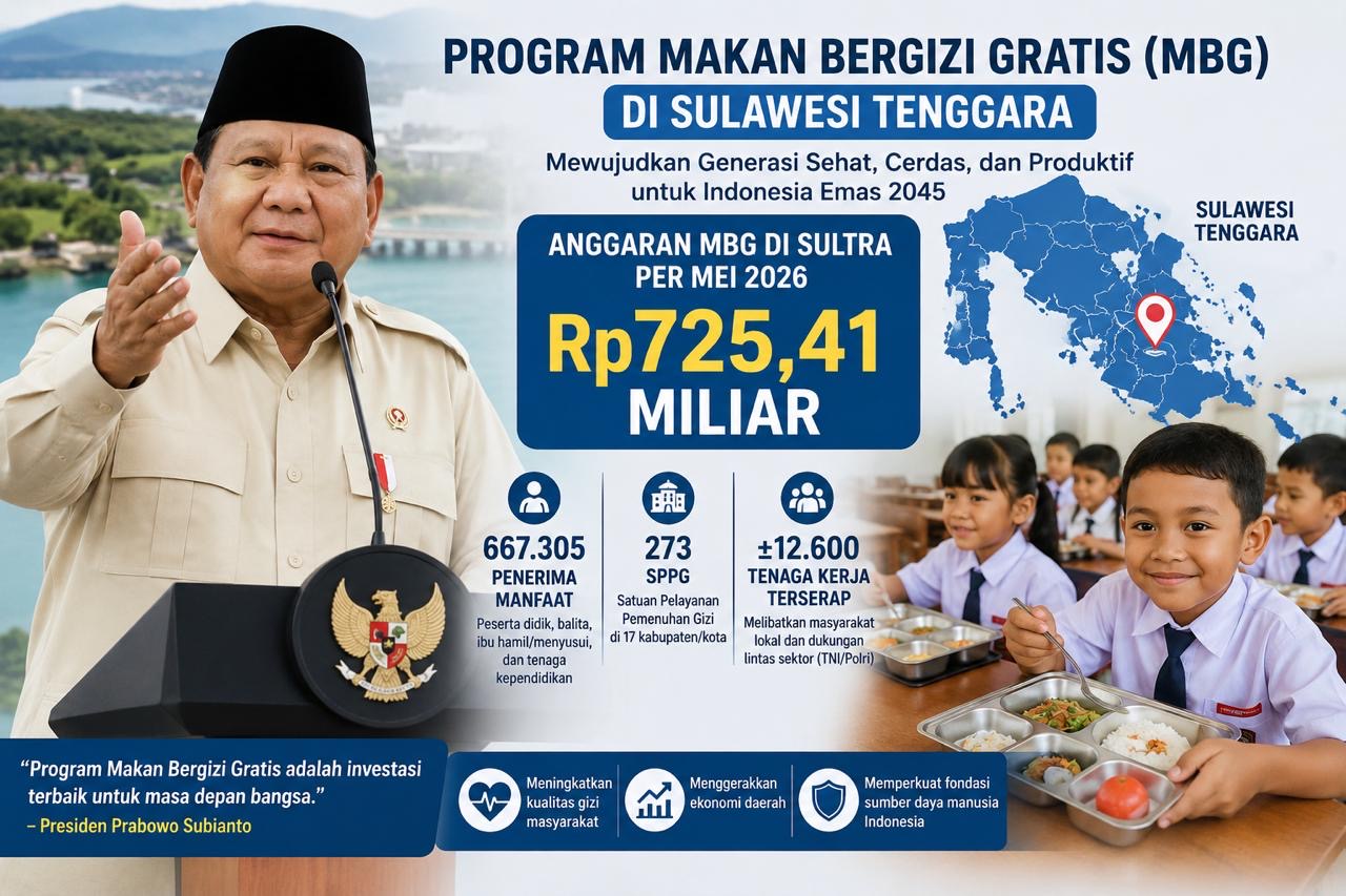 Per Mei 2026, Rp725,41 Miliar Telah Tersalurkan untuk MBG di Sultra